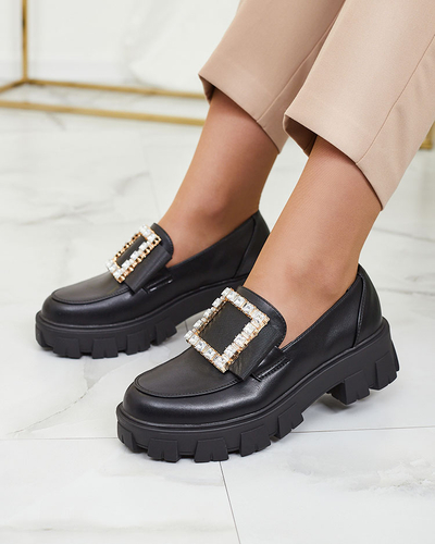 Royalfashion Černé mokasíny s ozdobou na nártu Alomease