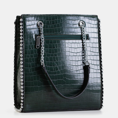Зелена жіноча сумка під шкіру рептилії