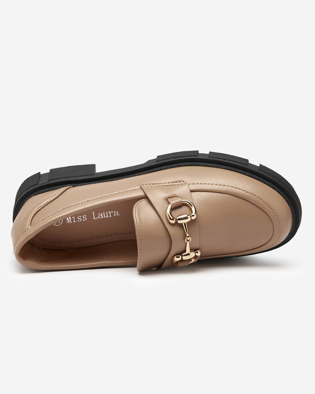 OUTLET Světle hnědé dámské boty s ozdobou na nose Veteca - Obuv