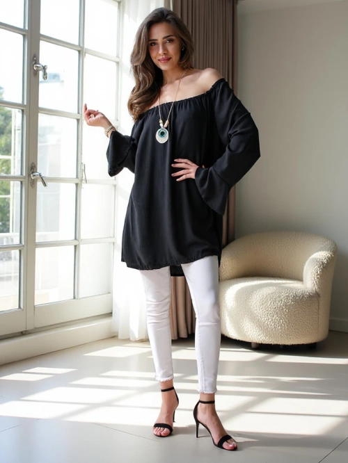 Блузка Royalfashion для жінок в іспанському стилі з рюшей