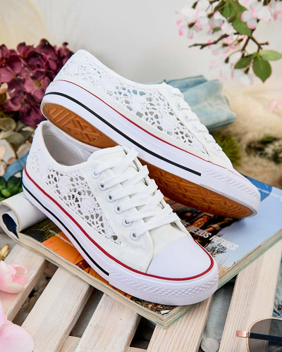 Aurelia Bianco - Ažurové bílé tenisky Royalfashion z tkaniny, velikost 40