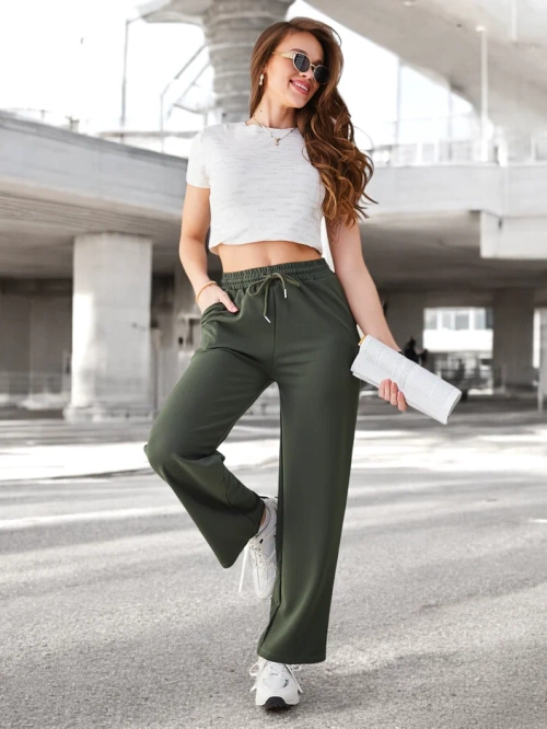 Royalfashion Простые женские брюки с завязкой