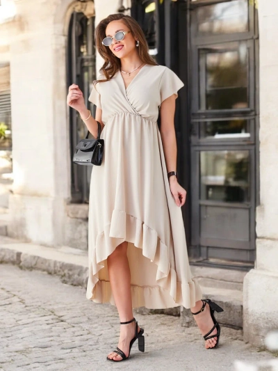 Royalfashion Dámské midi šaty s asymetrickým lemem