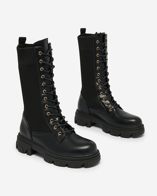 Royalfashion Ажурні чорні жіночі черевики на плоскому каблуці Kaliffo