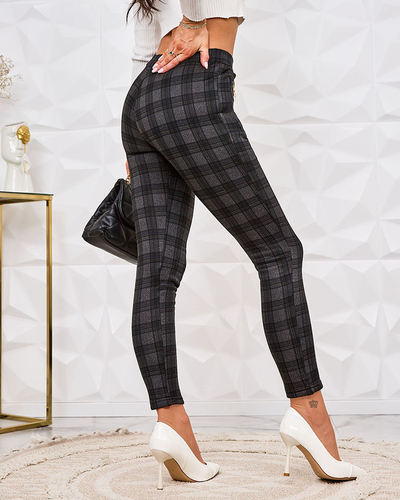 Royalfashion Dámské zateplené kostkované teggings kalhoty
