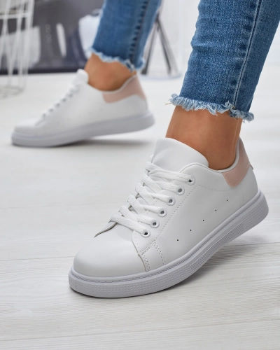 Білі жіночі спортивні кросівки з рожевою вставкою Asema- Footwear