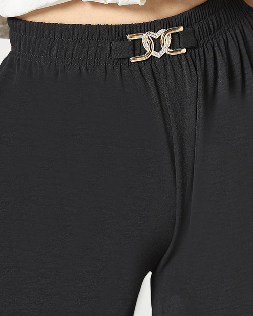 Жіночі широкі штани палаццо чорного кольору - Одяг