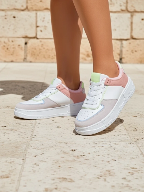 Жіночі снікерси Hypatia Pastello світло сірий еко шкіра весна 4см