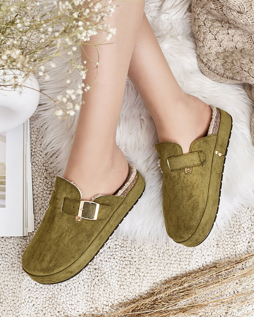 Royalfashion Жіночі капці з овчиною та пряжкою Kajis