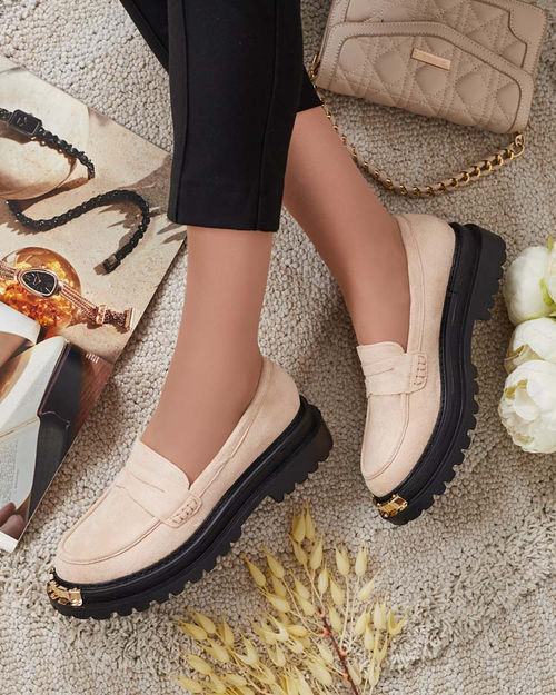 Мокасини Giulia Бежеві з Екошкіри