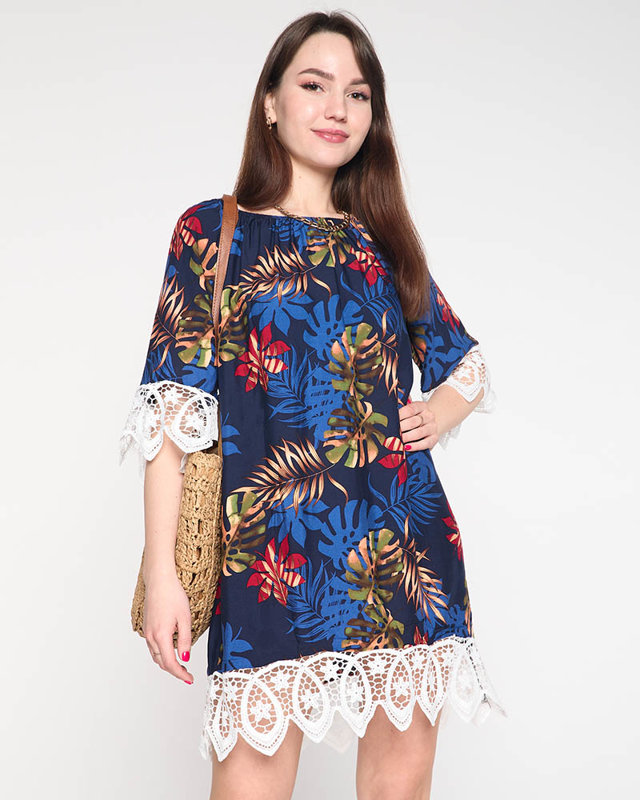 Dámská 'námořnická modrá tunika s listy - Oblečení