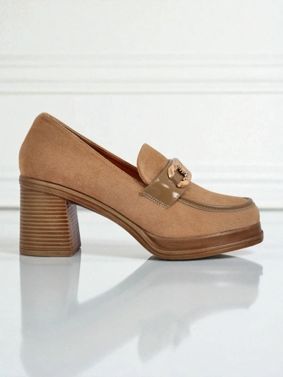 Dámské Loafers Perseida – světle hnědé semišové na sloupku elegantní
