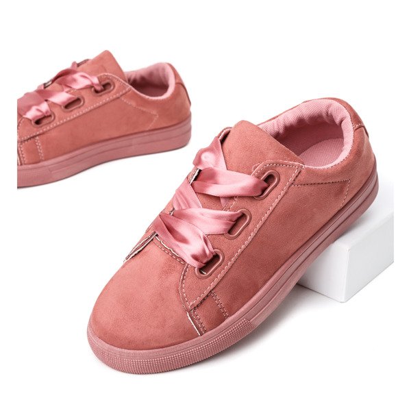 Růžové tenisky svázané stuhou Trinia - Obuv