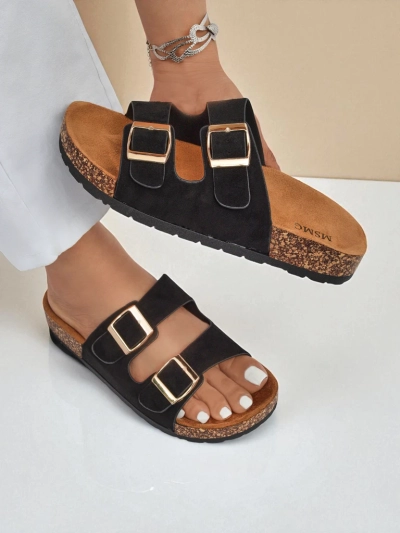 Dámské pantofle Letitia černé, semišové, plochý podpatek, italský design