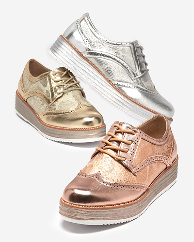 OUTLET Zlaté dámské boty s vložkami z hadí kůže Fin - Footwear