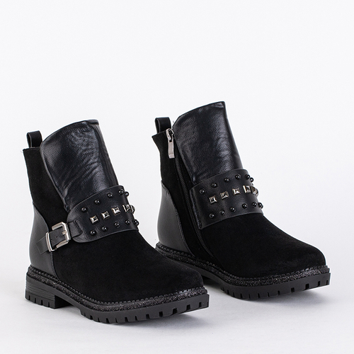 Чорні утеплені черевики для дівчинки Peggie