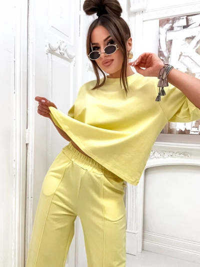 Royalfashion Жіночий бавовняний комплект з широкими штанами
