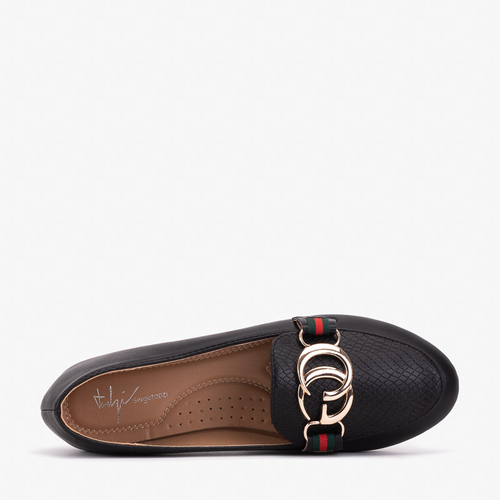 Чорні жіночі мокасини з пряжкою Meneris