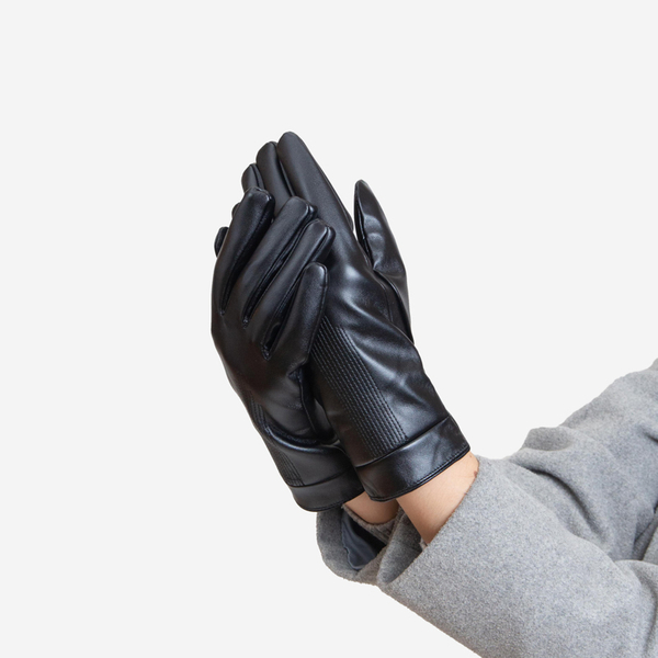 Černé klasické dámské rukavice zdobené výšivkou - Doplňky