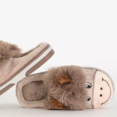 OUTLET Animmes béžové býčí pantofle pro děti - Obuv