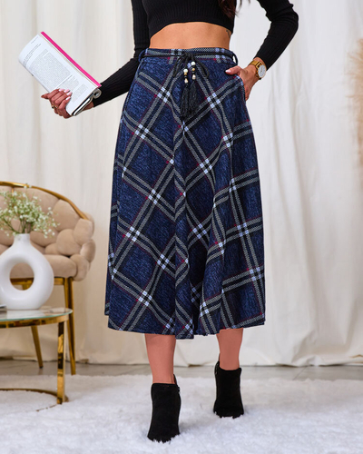 Royalfashion Жіноча сіро-червона довга спідниця в клітинку