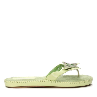 Zielone klapki japonki z kokardką - Obuwie