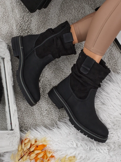 Vyšší dámské eko semišové kotníkové boty Liora