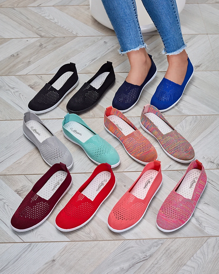 Tmavě modré látkové nazouvací tenisky Openwork Sadola - Obuv