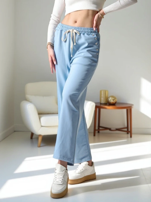 Royalfashion Жіночі широкі спортивні штани з віскози з цирконієм