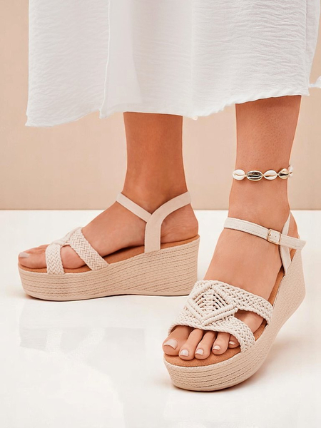 Royalfashion Dámské sandály na klínku pletené Sunny Day