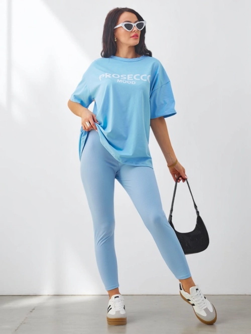 Royalfashion Котоновий жіночий комплект із коротким рукавом та легінсами