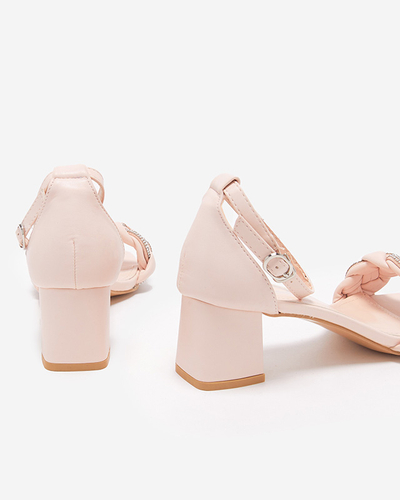 Béžové a růžové dámské sandály na sloupku Marienka - Boty