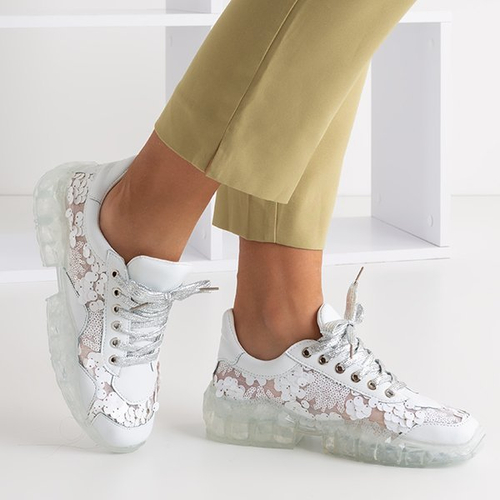 Жіноче біле спортивне взуття з блискітками Polja - Взуття