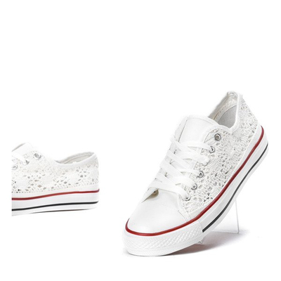Białe trampki z koronkowym wykończeniem Envine - Obuwie