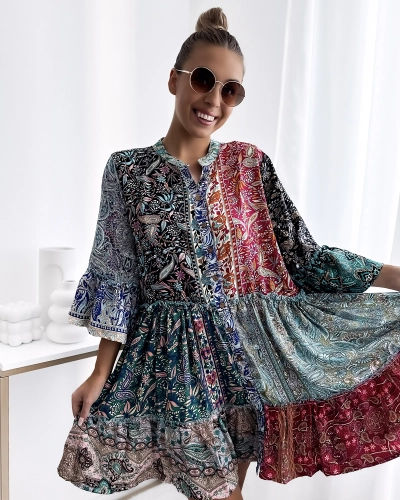 Royalfashion Візерунчаста кольорова жіноча коротка сукня