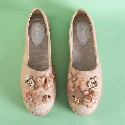 OUTLET Dámské béžové espadrilky s dekoracemi Mesar - obuv