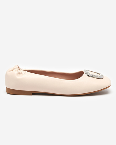 OUTLET Dámské béžové mokasíny s kubickými zirkony Gievori - Obuv