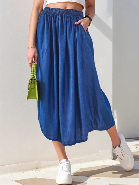 Royalfashion dámská midi sukně v denim stylu