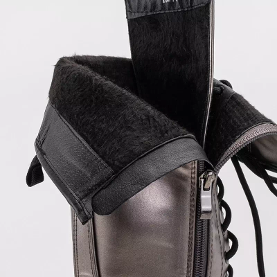 OUTLET Графітові жіночі чоботи на зав'язках Darikos - Взуття