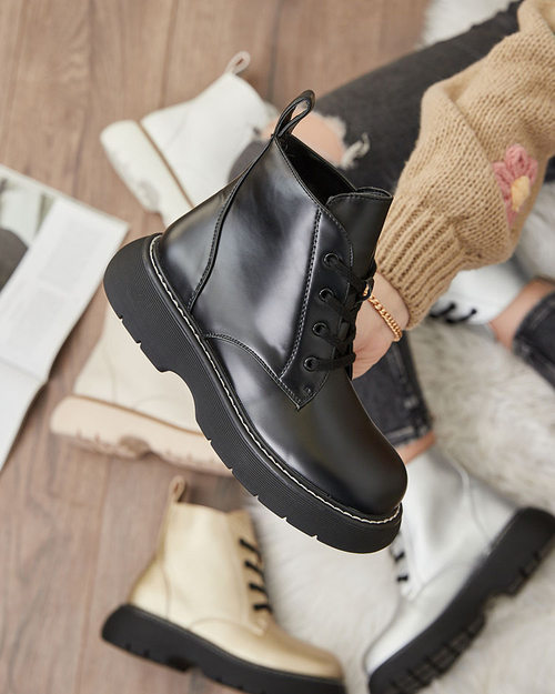 Royalfashion Білі жіночі черевики на шнурівці на суцільній підошві Terdi