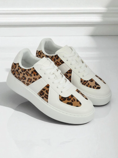 Dámské Tenisky Calista Leopardia – Bílé Eko Kůže Tkanina Jaro 4cm