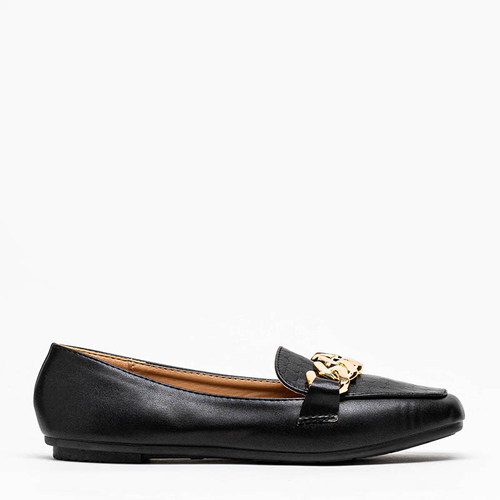 Чорні жіночі лофери з тисненням і ланцюжком Kedisa