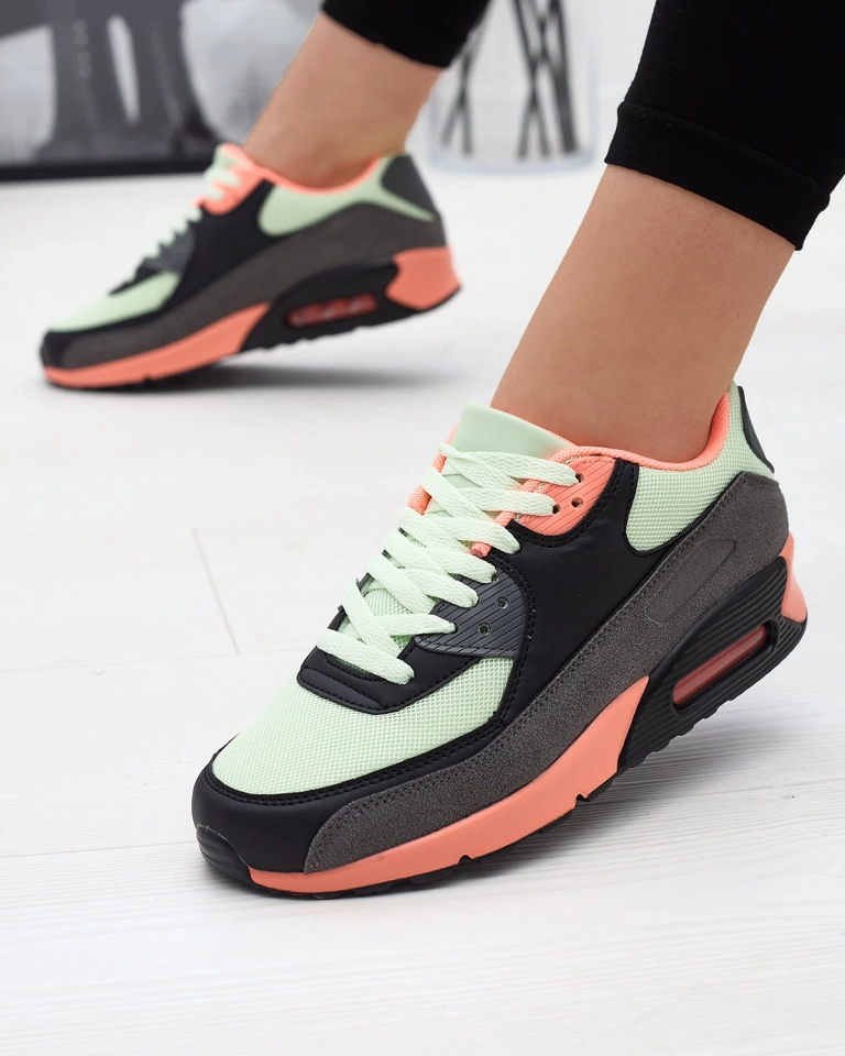 Šedozelená dámská sportovní obuv s barevnými vložkami Renerix - Obuv