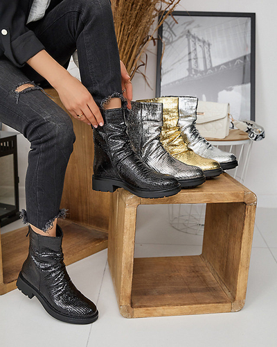 OUTLET Сріблясті жіночі черевики з тисненням Ahhy- Footwear