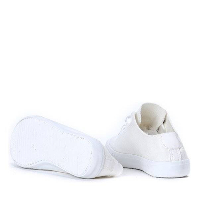 OUTLET Bílé tenisky svázané stuhou Larissa - Obuv