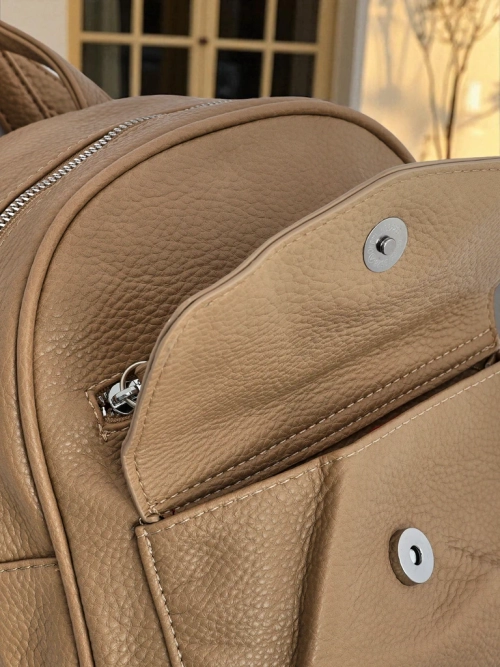 Плетений Жіночий Рюкзак Królewska Moda Livia бежевий екошкіра 25x25cm