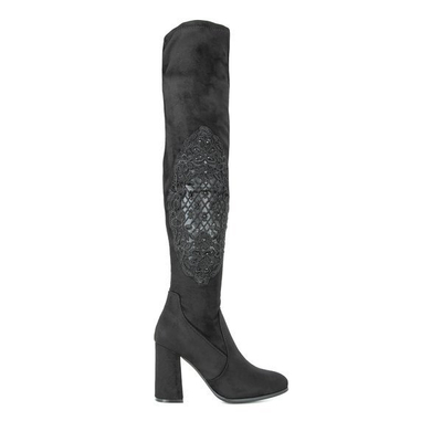 Černé boty na vysokém sloupku Marletto - Obuv