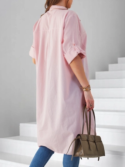 Royalfashion Bavlněná dlouhá oversized košile pro ženy