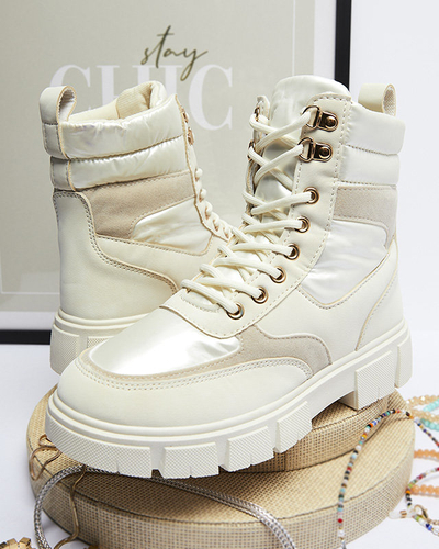 OUTLET Krémové dámské nezateplené traperky Kasemi - Obuv