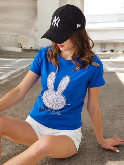 Royalfashion жіноча бавовняна футболка Bunny Say Be Real